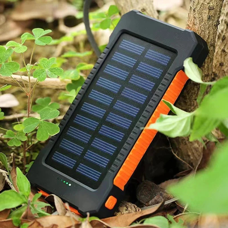 Banco de energía solar portátil de gran capacidad de hasta 200000 mAh con cordón y brújula.