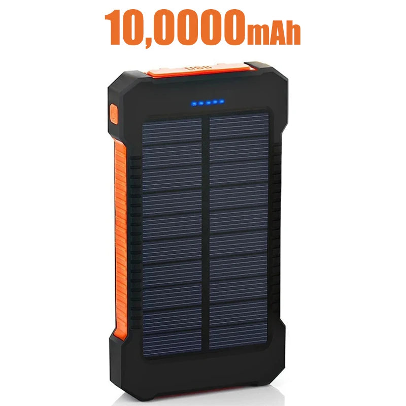 Banco de energía solar portátil de gran capacidad de hasta 200000 mAh con cordón y brújula.