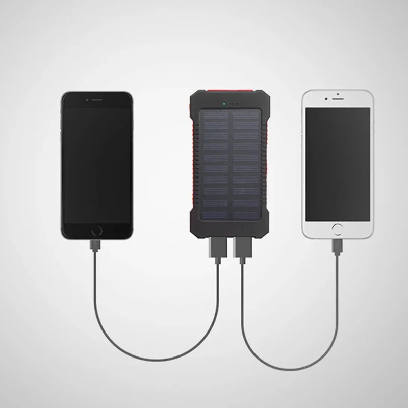 Banco de energía solar portátil de gran capacidad de hasta 200000 mAh con cordón y brújula.