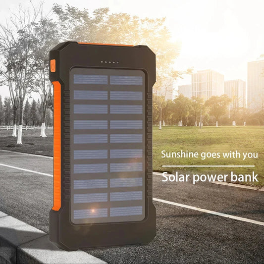 Banco de energía solar portátil de gran capacidad de hasta 200000 mAh con cordón y brújula.